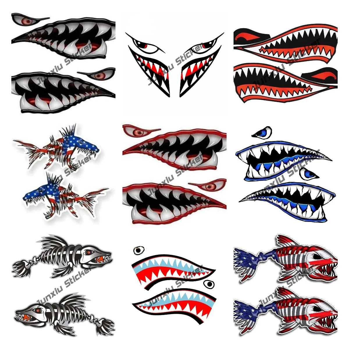월아트 워호크 샤크 타이거 스티커, 재미있는 그래픽 액 - Fishing Boat Oar 리뷰 및 가격